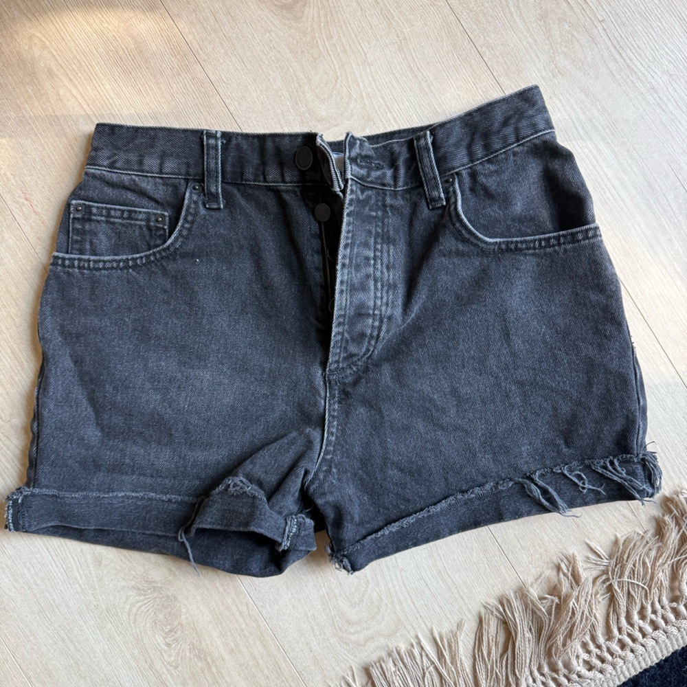 Anine Bing Charcoal Denim Shorts
